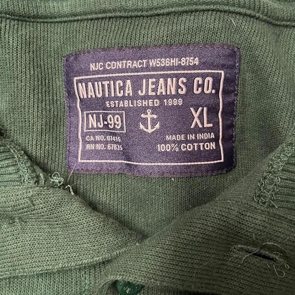 Y2K Nautica Sweater Forest Green Lightweight Pullover Gorpcore Collared Size XL - Picture 4 of 5